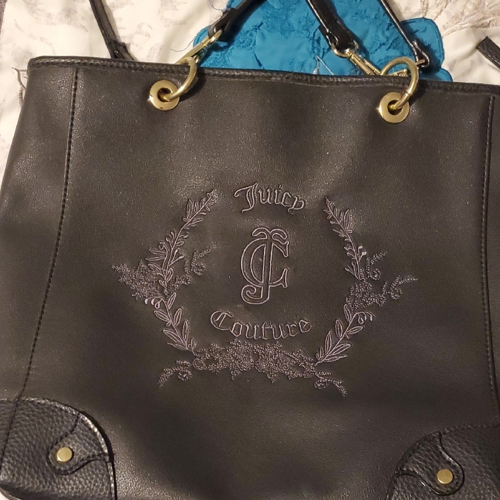 Juicy Couture Black Embossed Crest Tote